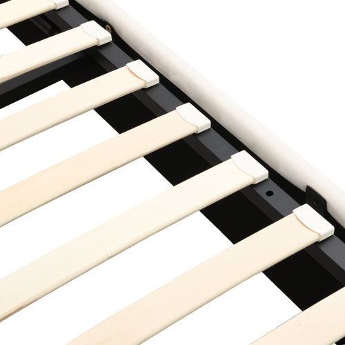 Upholstered Bed,Double Bed-4ft6135X190cm, Velvet Fabric, Double Bed, Large Storage Space,With Slats And Headboard,Without Mattress,Cream